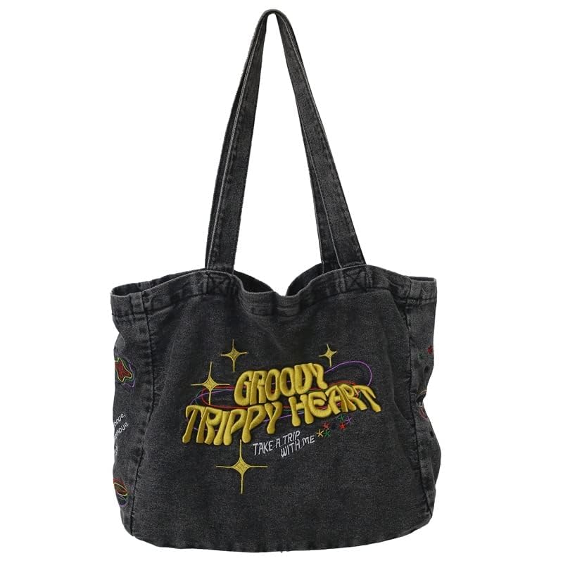 Bolso bandolera casual para mujer en denim bordado miniatura 4