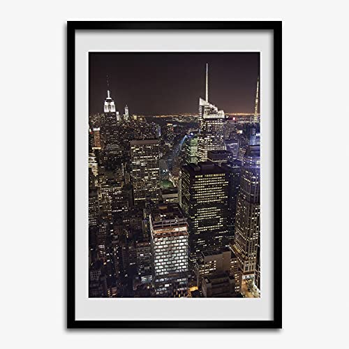 Cadre pour affiche 50x70 cm New York de nuit pour habiller un mur vide sans l'abîmer