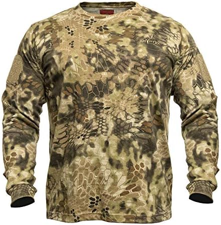 Kryptek Men's Standard Stalker Long Sleeve, 100% Cotton, Camo Hunting Tee, Highlander, X-Large
