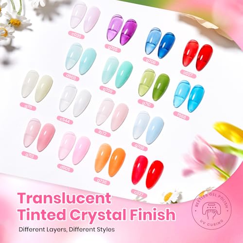 Image of Beetles Neon Gel Polish Set - 36 Colors Dewdrop Flora Nail Gel, Jelly Pink Milky White Yellow Purple Green Natural Classic Shade, Soak Off UV LED Home Salon Gift for Women