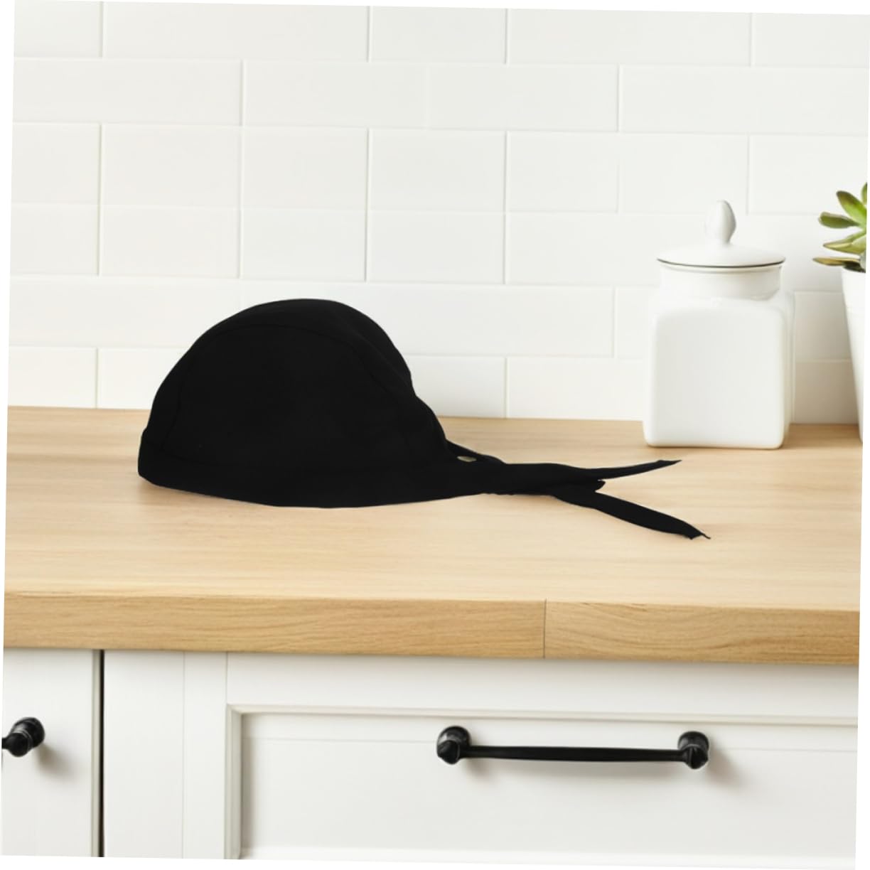 Gorro de Chef de Trabajo Ajustable de Algodón Negro, 12 Piezas