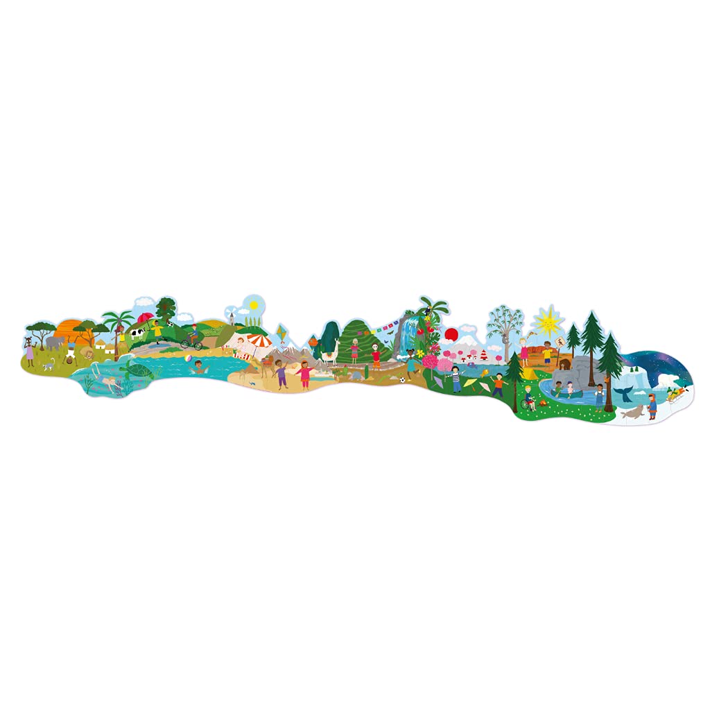 Floss & Rock Riesiges Boden-Puzzle mit ausklappbaren Figuren, 60 Stück, One World 43P6369
