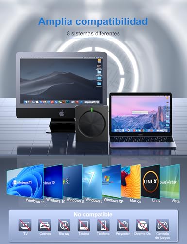 Lector CD/DVD Externo, Grabadora Externa con USB 3.0 y USB-C, Unidades Portátil CD/DVD /-RW/ROM Estable, Lector Tarjetas SD TF y 2 Puertos USB 3.0 para PC/Portátil/Win 11/10/8/7/XP/Vista/MacOS/Linux - imagen 4