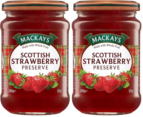 Image of Mackays Scottish Strawberry Preserve 340g | Made with Whole Fruit | Traditional Copper Pan Cooked | Vegan | Imported from Scotland (Pack of 2)