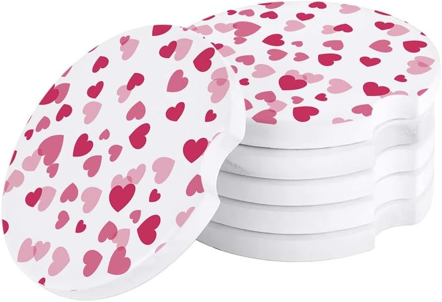 98578 ピンクハートカーコースターボトルホルダー用コースターカーラウンド装飾アクセサリー用のモダンセラミックウォーターカップマッ