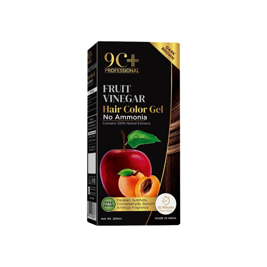 Corlin 9C+ Professional Fruit Vinegar Hair Color Gel, No Ammonia, 100% Herbal Extracts, Dark Brown 200ml-picture-21