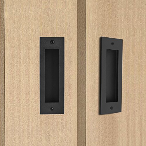 Geboor 6.5" 2 Pack Sliding Barn Door Handle Heavy Duty Finger Pull Set Grab Carbon Steel Flush Pull Invisible Handle Rectangular Recessed With Mount Screws #TOP5