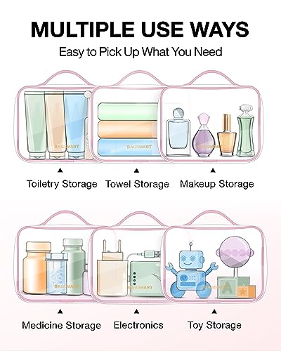 Image of BAGSMART Clear Toiletry Bag, TSA Approved Travel Toiletry Bag Carry On Travel Accessories Bag Airport Airline Quart Size Bags water-resistant Makeup Bag for Women | Water-resistant Travel Toiletry Bag, Carry On Travel Accessories Bag, Airport Airline Quart Size Bags Women Men, Makeup Bag
