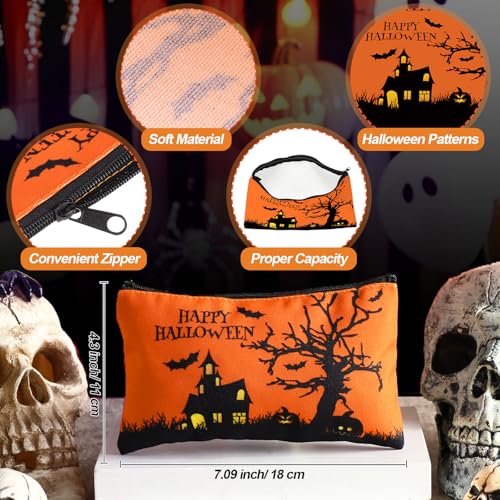 30 Pcs Halloween Gift Bulk for Women Halloween Spider Webs Makeup Cosmetics Bags and Skeleton Bats Ghosts Pendant Ornament Keychains Pumpkin Socks Gothic Gift for Trick or Treat Party Favor2
