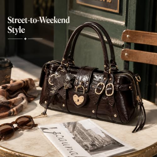Image of Shoulder Purse for Women, Leather Women's Handbag Y2k Aesthetic Coquette Shoulder Bag Hobo Punk Trendy Ladies Purse