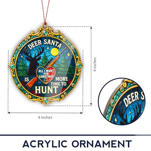 Image of Deer Santa Hunting Ornament - Hunting Ornament - Hunting Gifts - Cabin Decor - Christmas Ornament - Christmas Ornament 2025 - White Elephant Gifts - Xmas Tree Funny Decoration