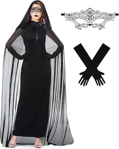 SKEFOLI Halloween Costume - Black Ghost Bride Sexy Scary Queen