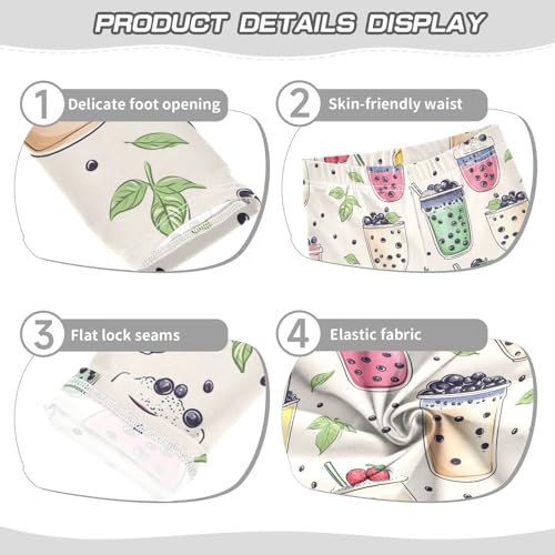 ZZKKO Girls Leggings Bubble Tea Drinks Toddler Girls Clothes Leggings for Girls Toddler Girls Leggings 3-4T3