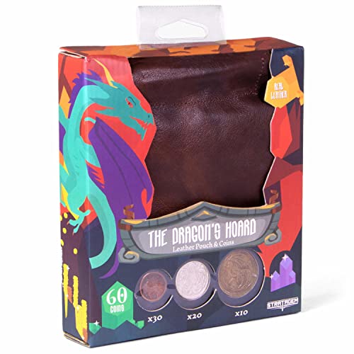 The Dragon's Hoard: 60 Real Metal Fantasy Coins With Leather Pouch | Board Game Accessory For Tabletop Rpg Role-Play Strategy Games | Bronze, Silver, And Gold Colored Coins #TOP6