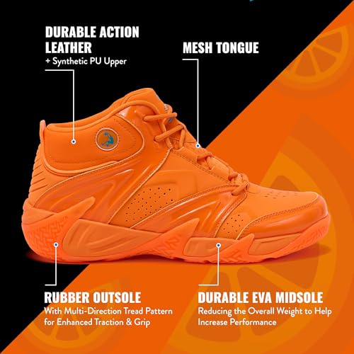 Image of SHAQ Devastator High Top Basketball Shoes for Men, Indoor or Outdoor Court Basketball Mens Sneakers - Black, White, Green, Blue, Orange or Red Size 8 to 15