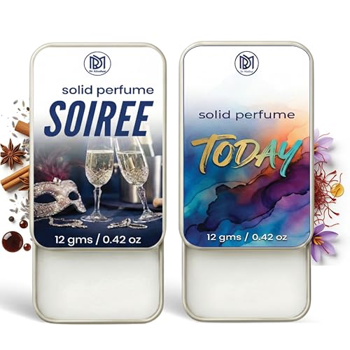Image of Dr.Mashur Solid Perfume |Soiree&Today Alcohol Free Wax Perfume Balm, Long Lasting | Pocket Tin 12g, Pack Of 2| Non Greasy Smooth Glide, Travel Friendly Men And Women