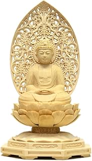 木彫り仏像 【釈迦如来】 天台宗・曹洞宗・臨済宗 御本尊 唐草光背小八角台 桧 坐2.0寸