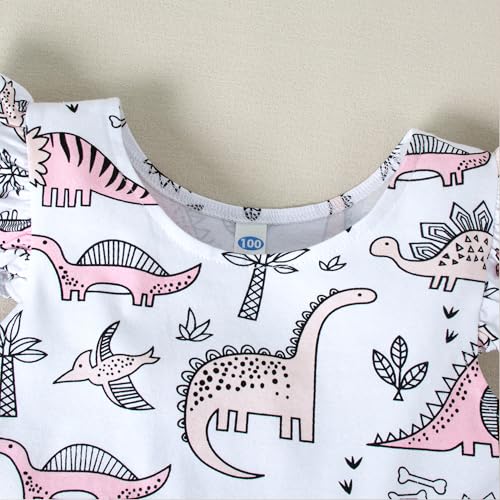 Infant Toddler Baby Girls Dress Dinosaur Ruffle Sleeveless Dresses Dark Pink Tulle Tutu Skirt Outfit Clothes Set4