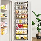 MIAOLI Over the Door Organizer, Black 8-Tier Pantry Door Organizer with Adjustable Basket, Hanging Spice Rack Cabinet Door Shelves, Laundry Room Organization and Storage