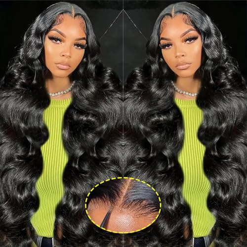 Meidisi Glueless Wigs Human Hair Pre Plucked Pre Cut Body Wave Lace Front Wigs Human Hair Pre Plucked Wear and Go Glueless Wig 4x4 Closure 18 Inch