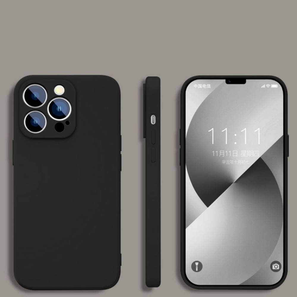 Coque iPhone 13 Pro Max silicone liquide noir premium et design carré - 7