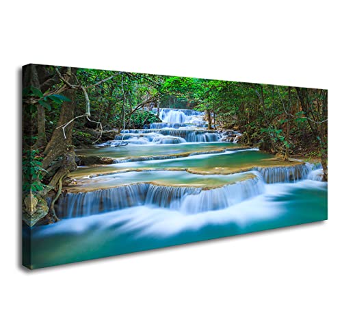 DZL Art S75275 impresiones en lienzo arte de pared bosque cascada paisaje bosque paisaje paisaje paisaje naturaleza fotografía para sala de estar dormitorio baño hogar oficina decoración