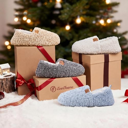 EverFoams Women’s Soft Curly Full Slippers Memory Foam Lightweight House Shoes Cozy Loafer with Polar Fleece Lining - Image 3
