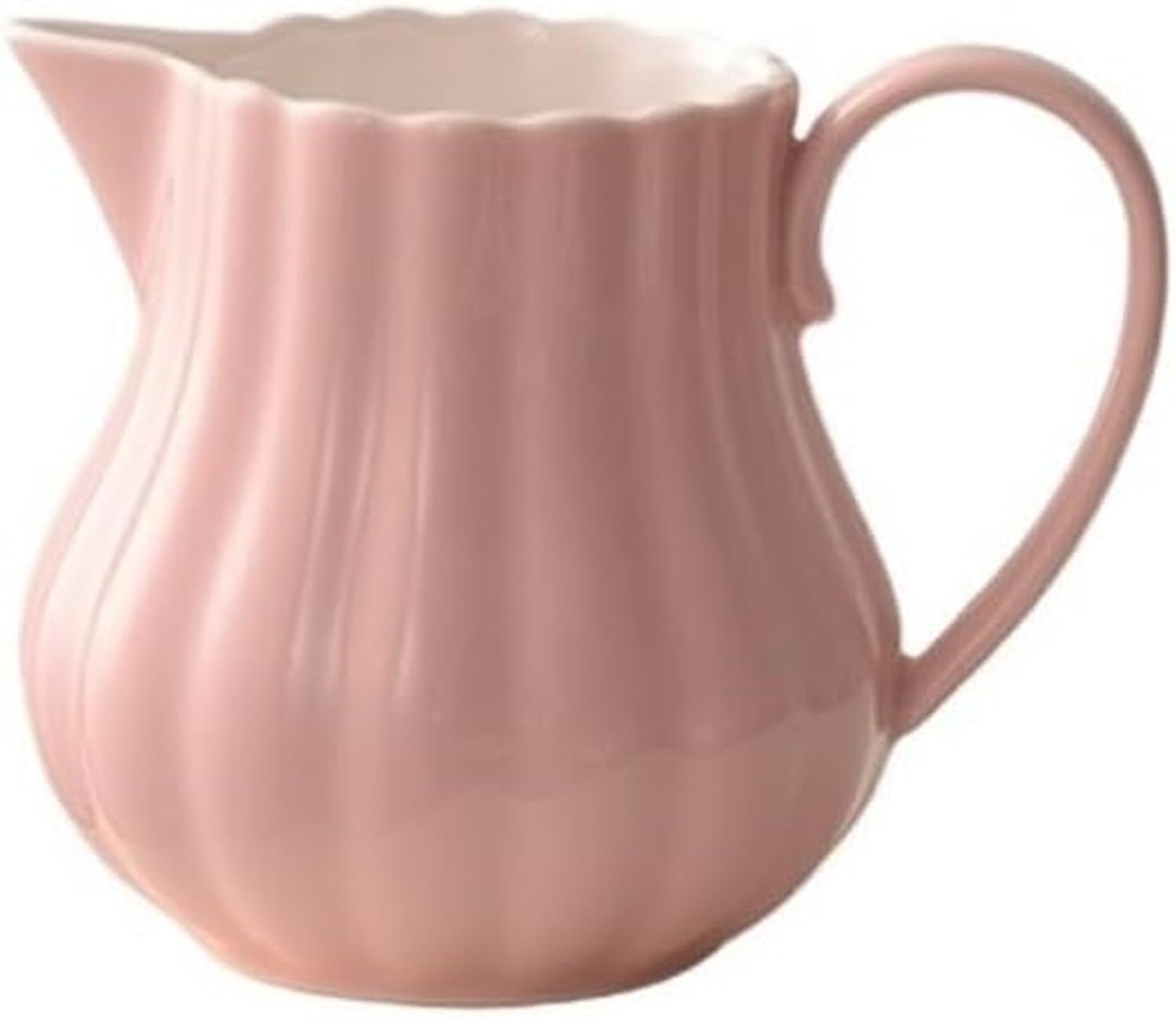 Dzbanek ceramiczny na sos z uchwytem floral do kawy i mleka, Różowy