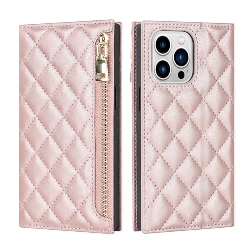 Étui portefeuille en cuir iPhone 14 Pro Max coque fermeture éclair avec porte-carte