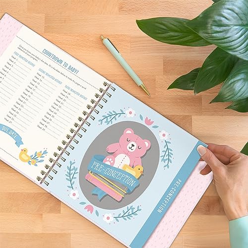 Image of Studio Oh! Bump for Joy Pink Pregnancy Journal for Women - Hardcover Guided Pregnancy Journal & Daily Planner, 144 Pages, Weekly Planner, To Do List & Tracker, 5 Tabbed Divider Pockets, 120 gsm Paper