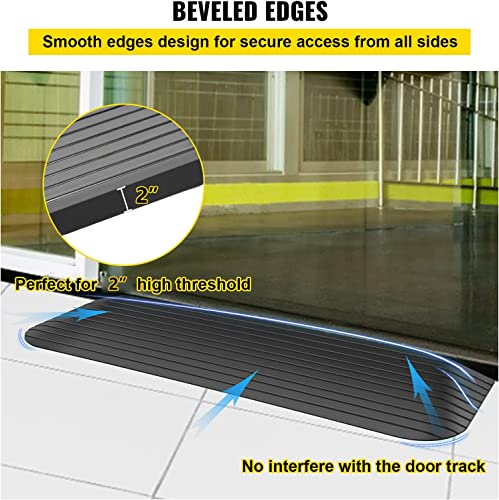 Vevor Rubber Threshold Ramp, 2" Rise Wheelchair Ramp Doorway, Natural Car Ramp Rated 2200Lbs Load Capacity, Non-Slip Surface Rubber Curb Ramp For Wheelchair And Scooter #TOP4