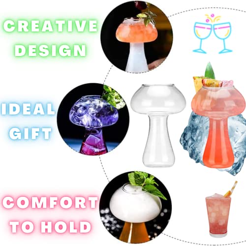 Atarvana 4 Pack Mushroom Glass Cups 8.5Oz/250Ml, 2Pcs Creative Mushroom Cups Novelty Mushroom Drinking Glassware For Cocktail Party Ktv Bar Club Home Glasses Cup #TOP5