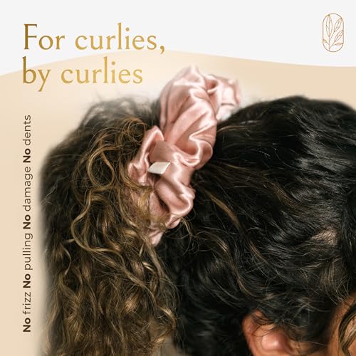 Image of Silk Scrunchies for Women Ponytail Holders - Oversized Mulberry Silk Scrunchies - Extra Large No Damage Hair Ties for Curly, Thick, and Thin - Hair Accessories for Women - Blush Pink, XL By Curlfriend