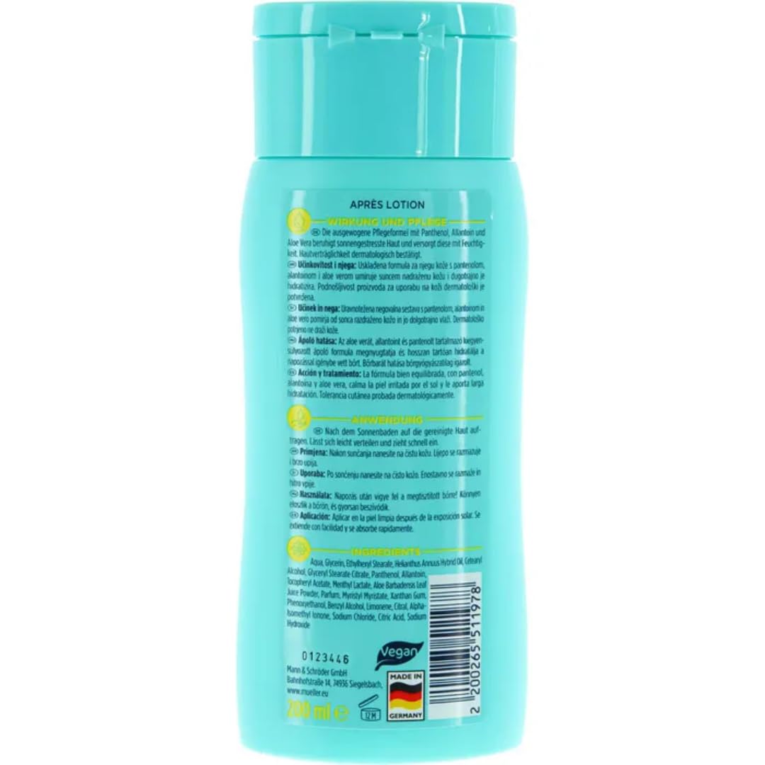 LAVVOZON After-Sun Kühlende Apres Lotion, mit Aloe Vera, Panthenol und Allantoin, 200ml, 4 Er