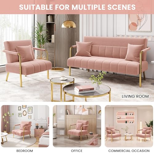 Fauteuil Velours Rose Pieds Dorés Chic Abician