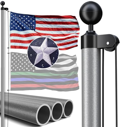 IIOPE 30FT Heavy Duty Flag Pole, 11-Gauge Aluminum, 120MPH Wind Tested | Extra Thick Residential &