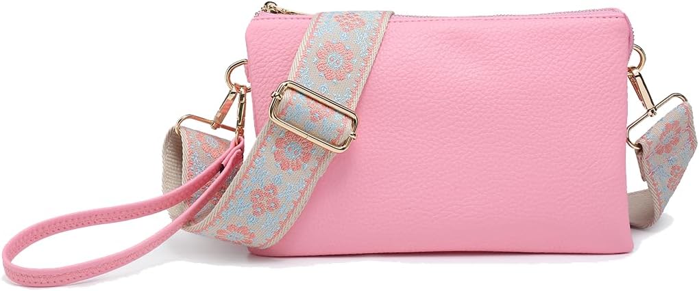 JEN & CO. Izzy Vegan Leather Crossbody Bags Clutch Purses Wristlet Wallet Shoulder Handbag with Guitar Strap for Women