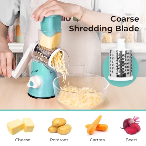 X Home 03CBA004_AM35US09 Rotary Cheese Grater, Kitchen Shredder With 3 Interchangeable Blades, Mandoline Vegetable Slicer thumb #1