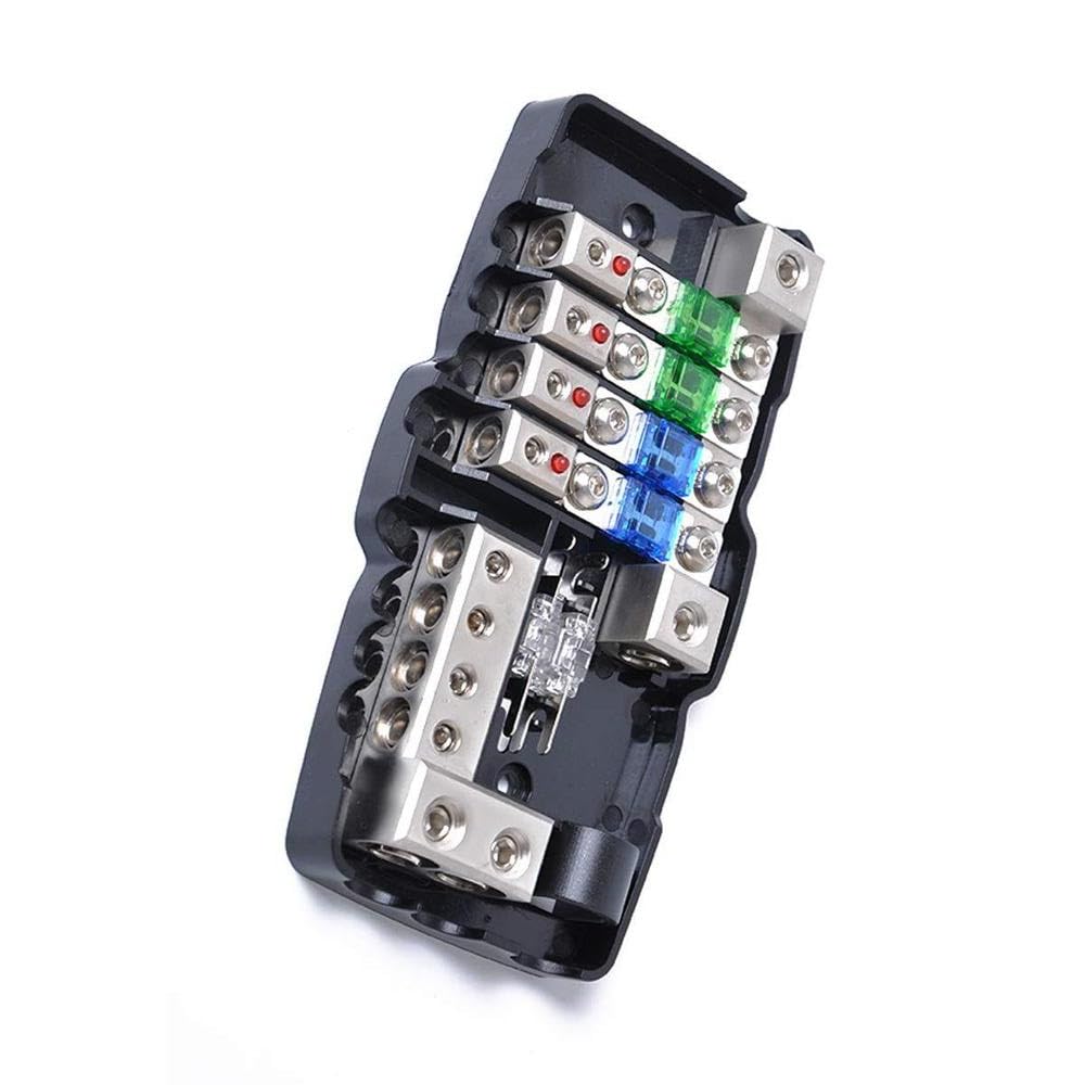 Scatola portafusibili multifunzione per auto Kacepar con luce LED in plastica nera compatibile con vari modelli di auto, SUV, camper, autobus, yacht e barche