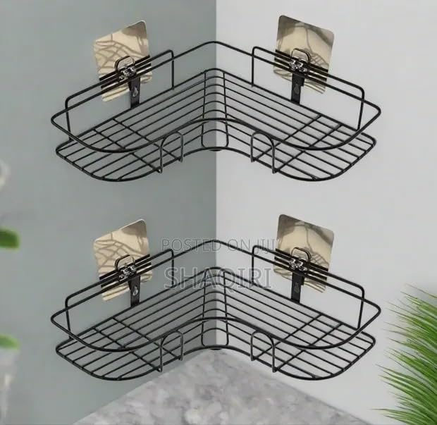 (Pack of 2) Multipurpose Self-Adhesive Kitchen Bathroom Corner Rack and Stands Mounted with Strong Magic Sticker Durable Hook Home Essentials/LCORNER/Bathroom Corner 2PIS|PRI-P3211