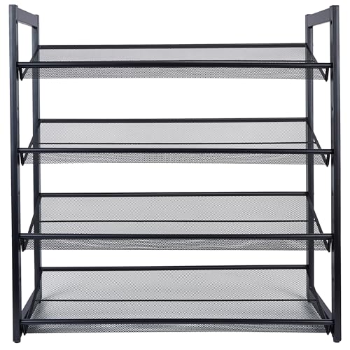 Organize It All Zapatero de Malla de 4 Niveles | Se Ajusta a Pantalla Plana o Inclinada | Material de Hierro | Se Adapta a 12-16 Pares | Organización del hogar | Dormitorio | Almacenamiento |