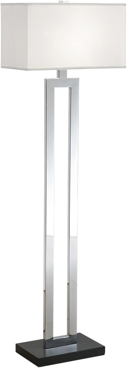 Artiva USAA308103FC Geometric/Contemporary Design Contrast Floor Lamp with Rectangular Hardback Shade, 60", Chrome/Black