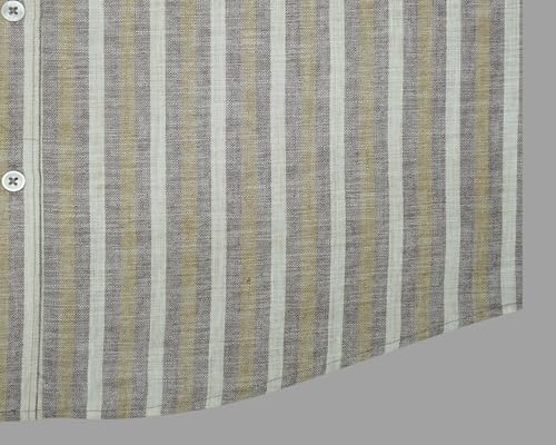 Image of GHPC Cotton Linen Striped Half Sleeves Regular Fit Formal Shirt for Men
