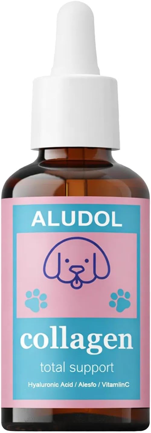 Aludol Collagen Liquid Drops for Dogs,Daily Skin, Coat & Mobility Support, with Grass-Fed Bovine Collagen, Hyaluronic Acid, Biotin and Vitamin C(1pc)