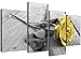 Wallfillers Yellow Grey Rose Flower Black White Floral Canvas - Split 4 Part - 51 Inches Wide - 4255