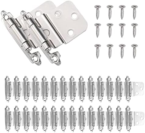 YMW Heavy Duty Quiet Self Closing Door Hinges Soft Close Cabinet Hinges Brush Nickel Cabinet Hinges with Upgraded Screws, 20 Pack