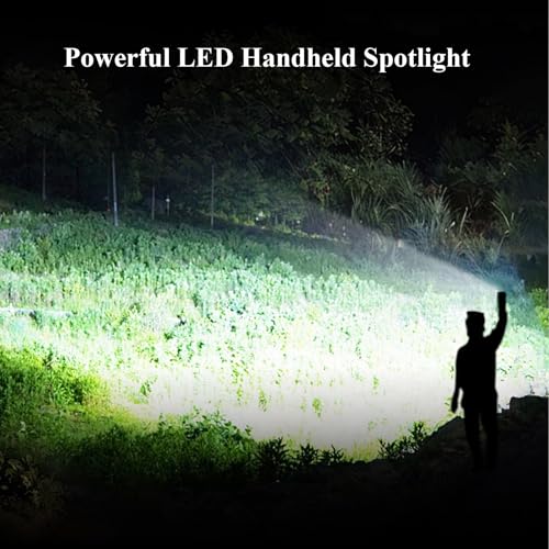Image of Rechargeable Spotlight Outdoor, 2,000,000 Lumens Led Spot Light Flashlight with Solar Panels, 9 Modes Waterproof Handheld Spot Light for Outdoor Marine Boating Hunting