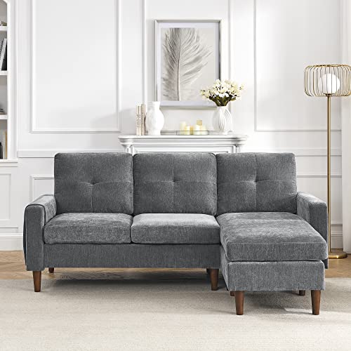 80"Couches For Living Room,Convertible Sectional Sofa Couch,Sofa Bed With Removable Cushions And Pockets,3 Seats L-Shape Sleeper Sofa For Apartment,Office,Bedroom Loveseat Sectional Sofa(Dark Grey) #TOP4