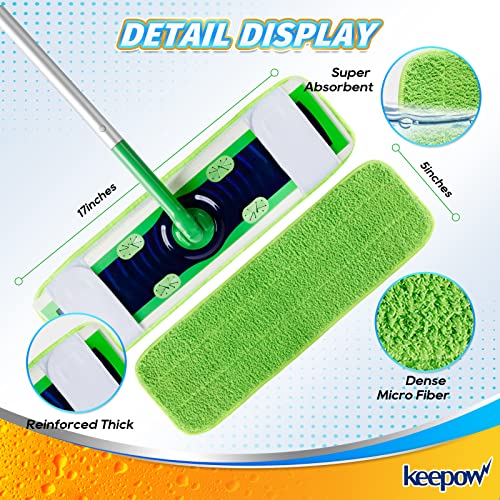 Keepow Xl Dry Sweeping Cloths For Swiffer Xl Sweeper, Reusable & Washable Microfiber Mop Pad Refills, Wet Mopping Cloths For Surface/Hardwood Floor Cleaning, 4 Pack #TOP2