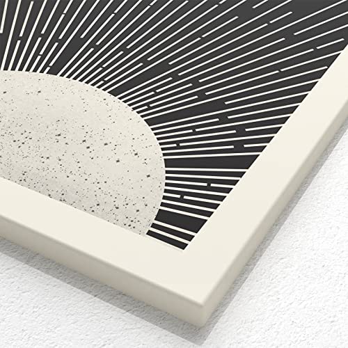 Framed Boho Wall Art Set Of 2 Canvas Print Sun Rising On The Horizon Geometric Nature Illustrations Line Art Wall Mid-Century Modern Boho Sun Wall Decor For Living Room, Bathroom, Bedroom 12X16 Inch #TOP4